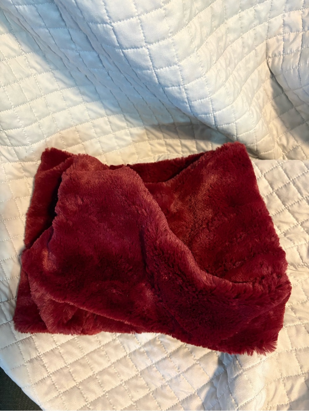 Womens Plush Faux Fur Burgundy neck warmer